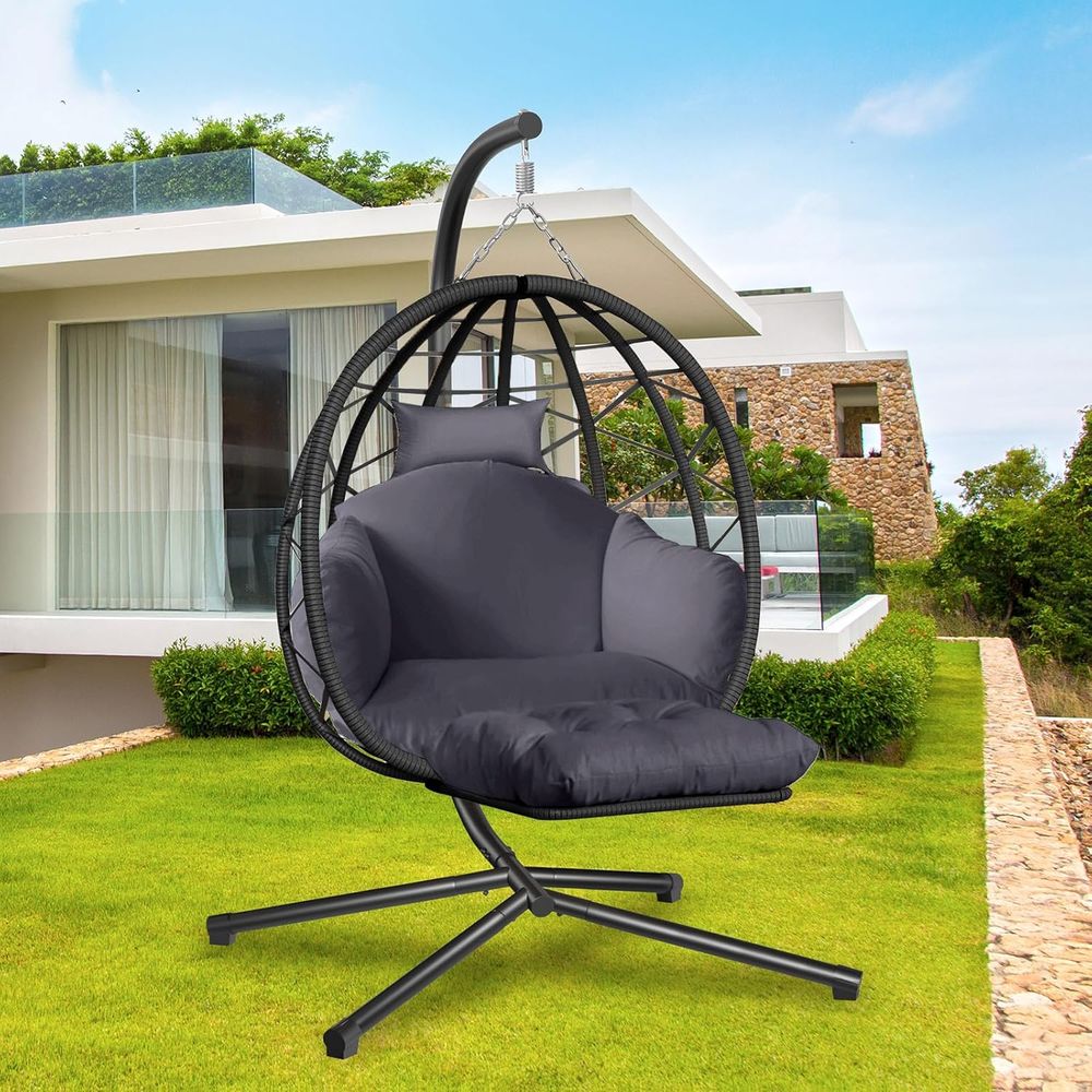 Kids Outdoor Egg Chair - Indoor/Outdoor Hanging Egg Chair with Stand,
