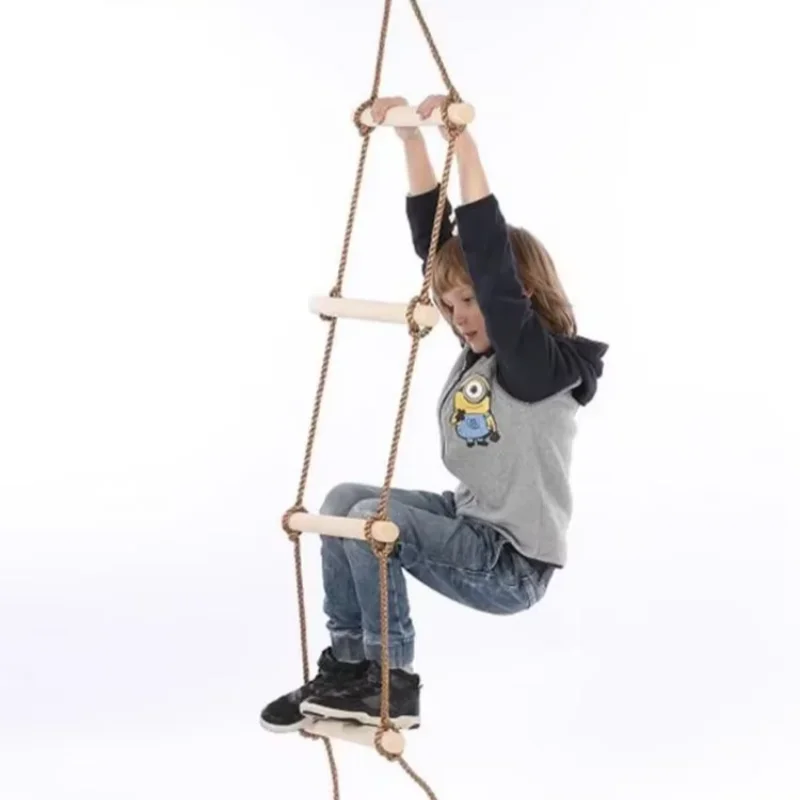 Kids Outdoor Ninja - Children Climbing Rope Ladder Wooden Material