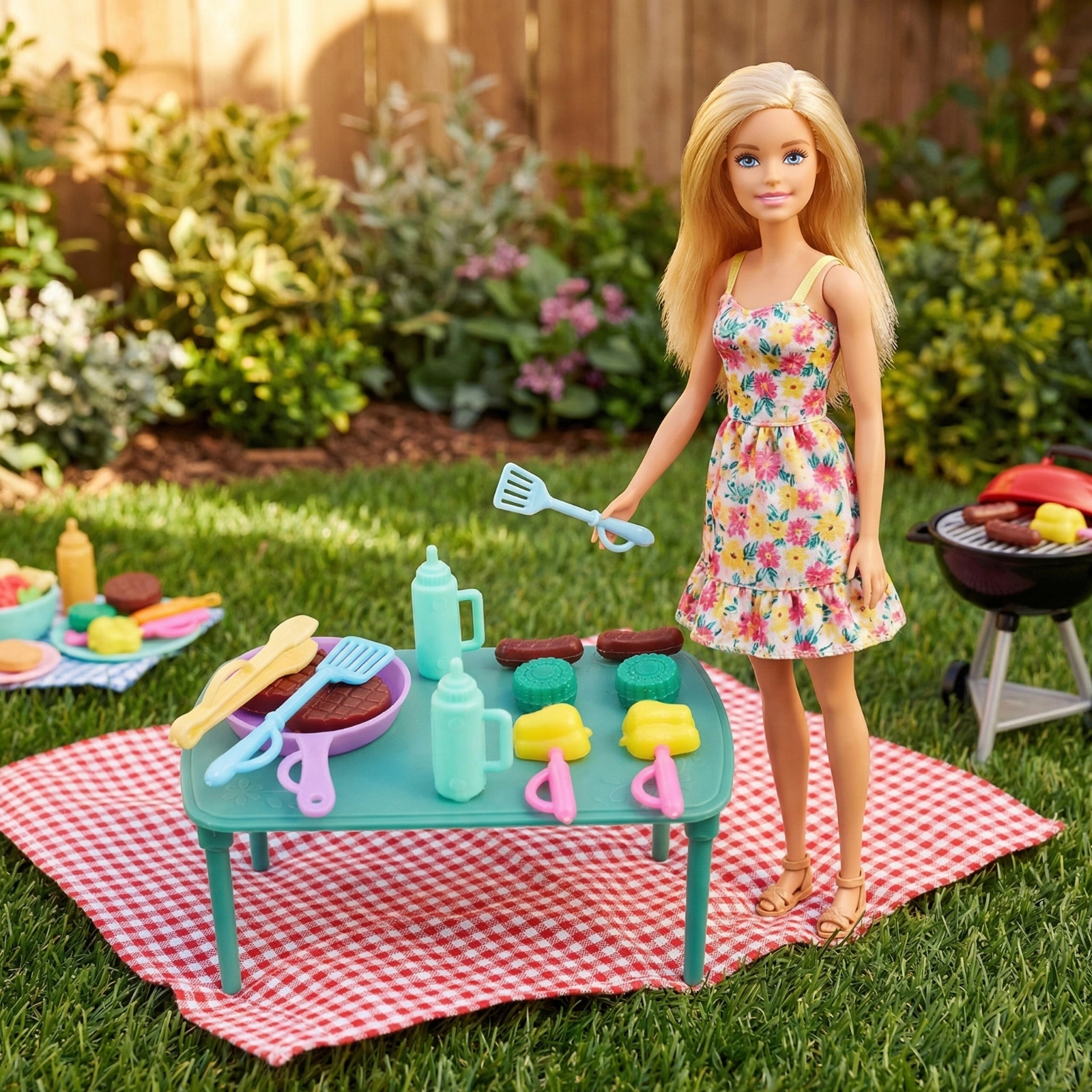 Kids Outdoor Grill - Doll Outdoor BBQ Picnic Playset Pretend