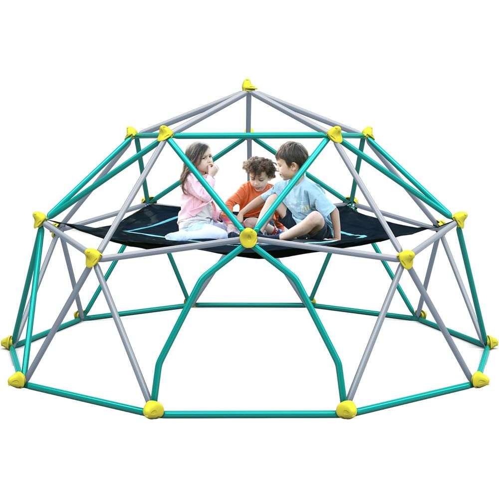 Kids Outdoor Dome Climber - Geometric Dome Climber with Hammock for