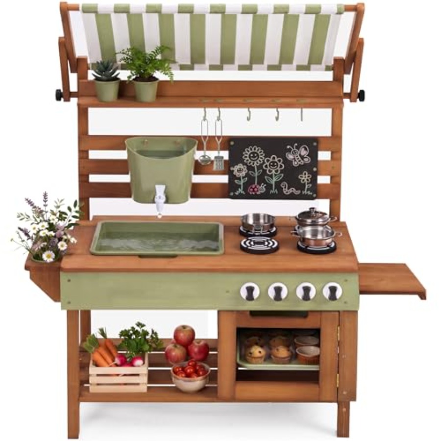 Kids Outdoor Kitchen Set - Outdoor mud kitchen for kids: deluxe