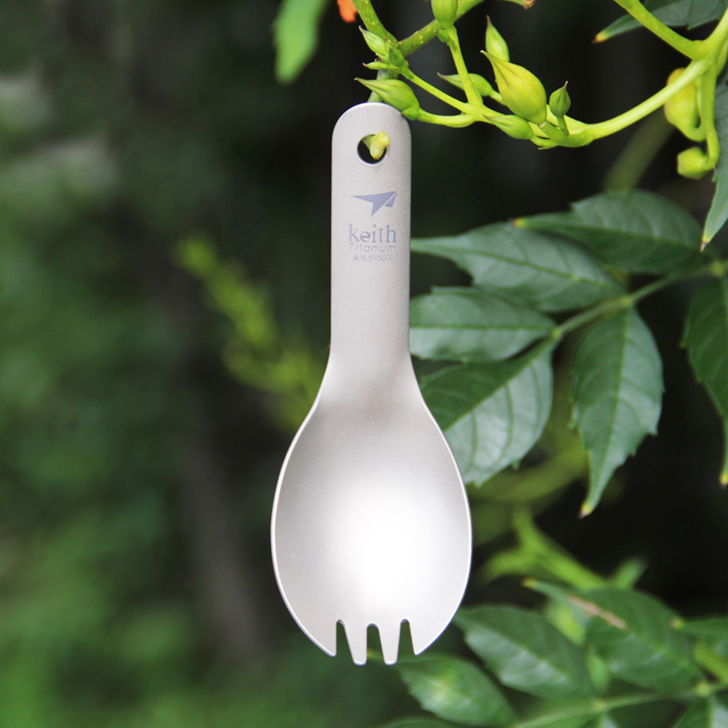 Kids Outdoor Dining Set - Keith Short Handle Titanium Camping Spoon