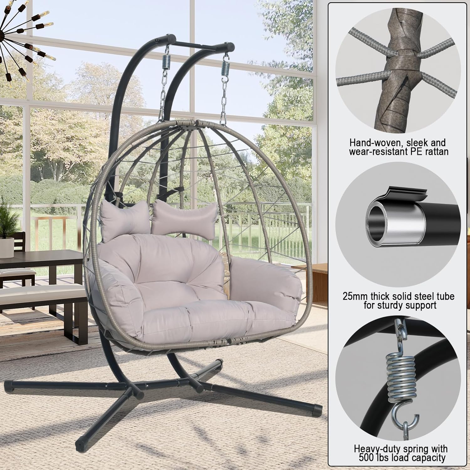 2-Person Wicker Double Hammock - Kids Outdoor Egg Chair 评论和价格