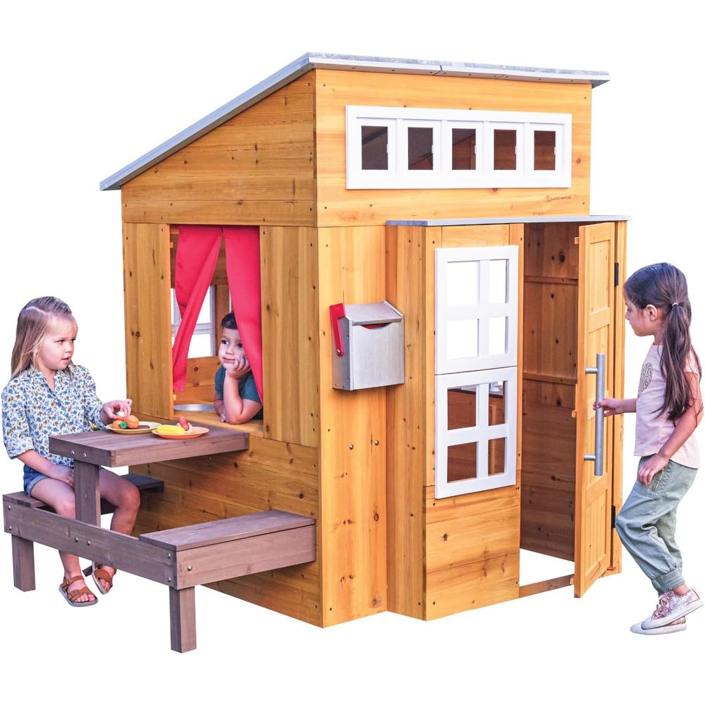 KidKraft Modern Wooden Playhou - Kids Outdoor Grill 评论和价格