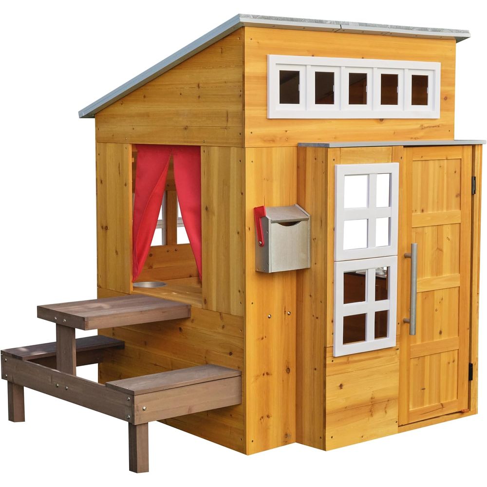 KidKraft Modern Wooden Playhou - Kids Outdoor Grill 评论和价格