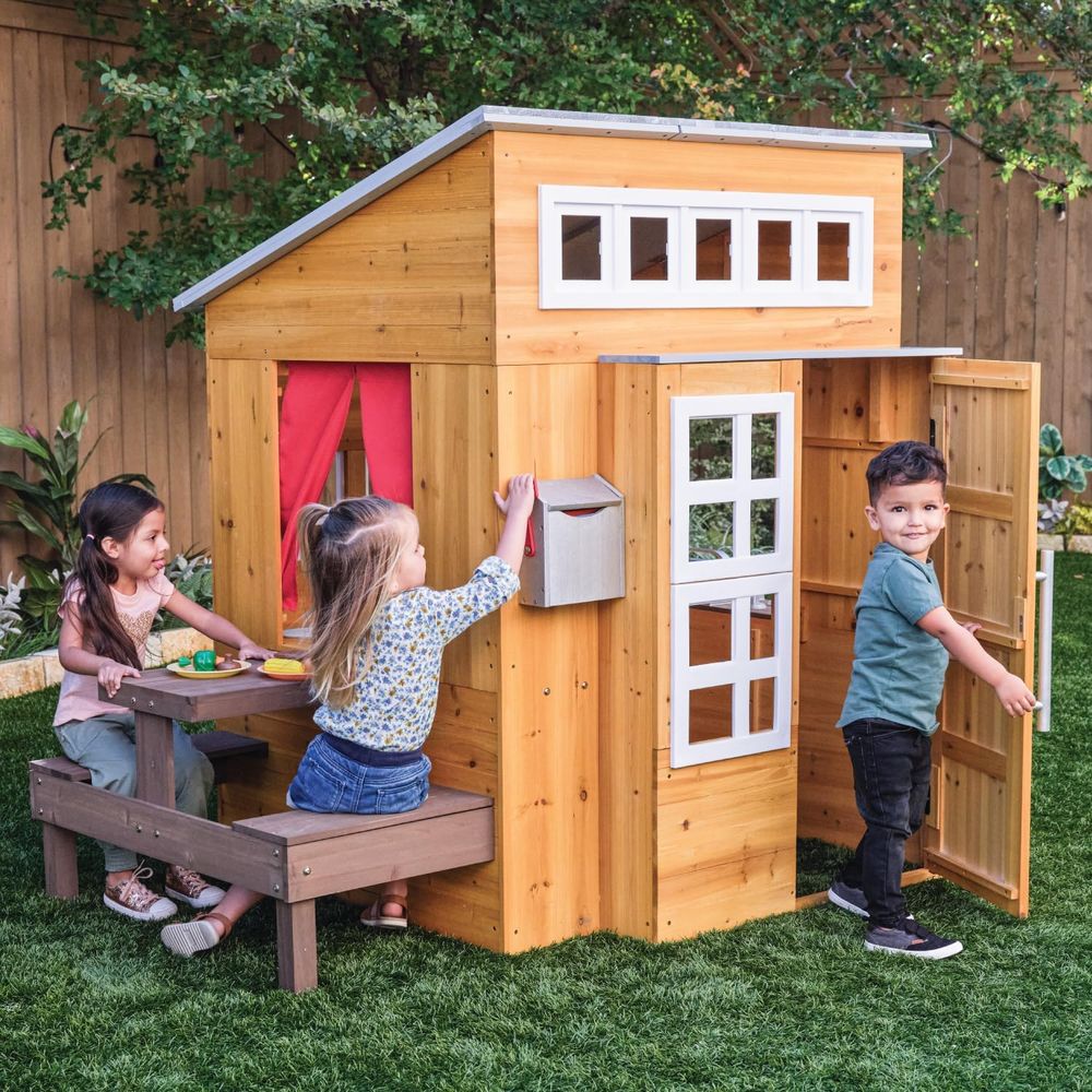 KidKraft Modern Wooden Playhou - Kids Outdoor Grill 评论和价格