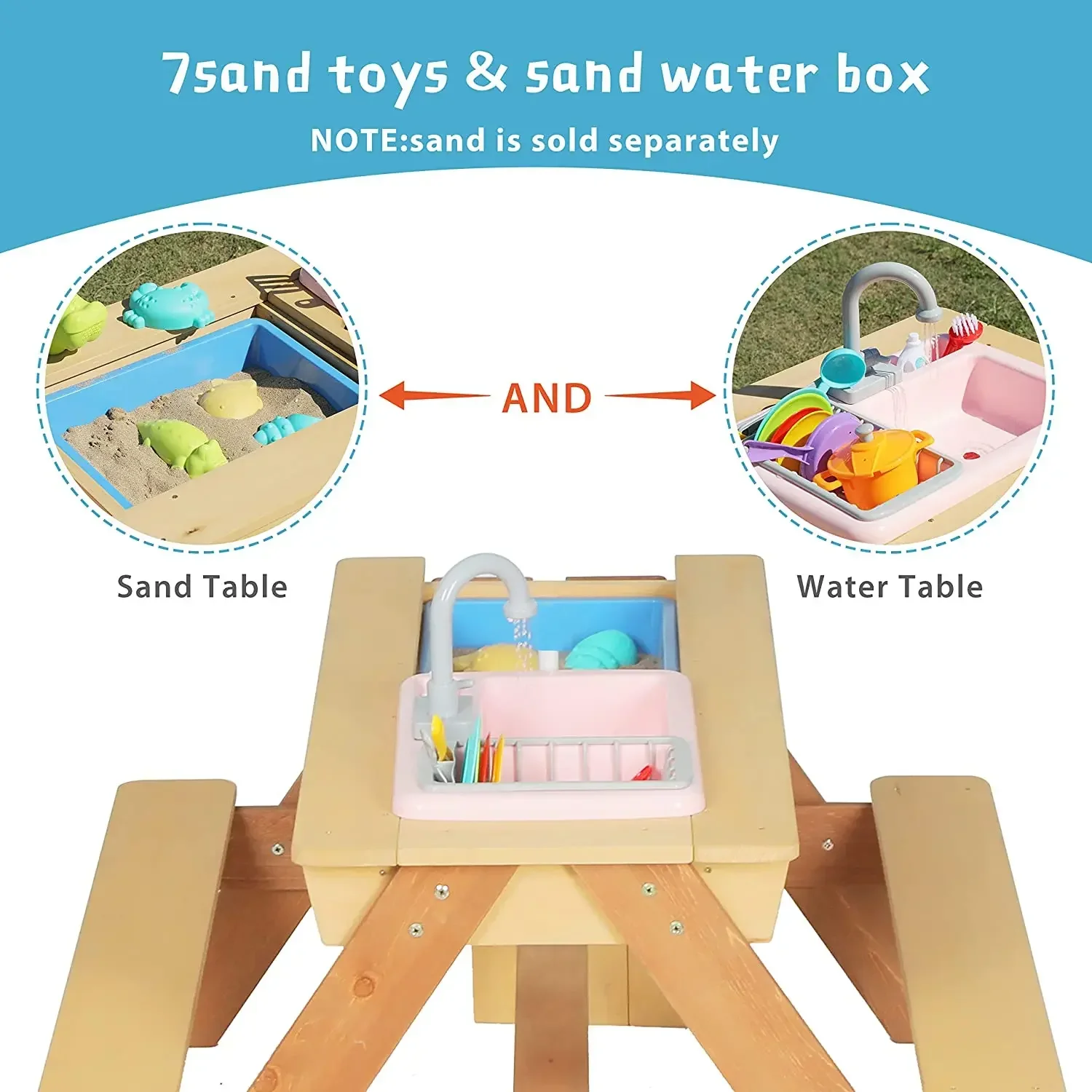 #Kids Picnic Table Outdoor Pat - Kids Outdoor Dining Set 评论和价格