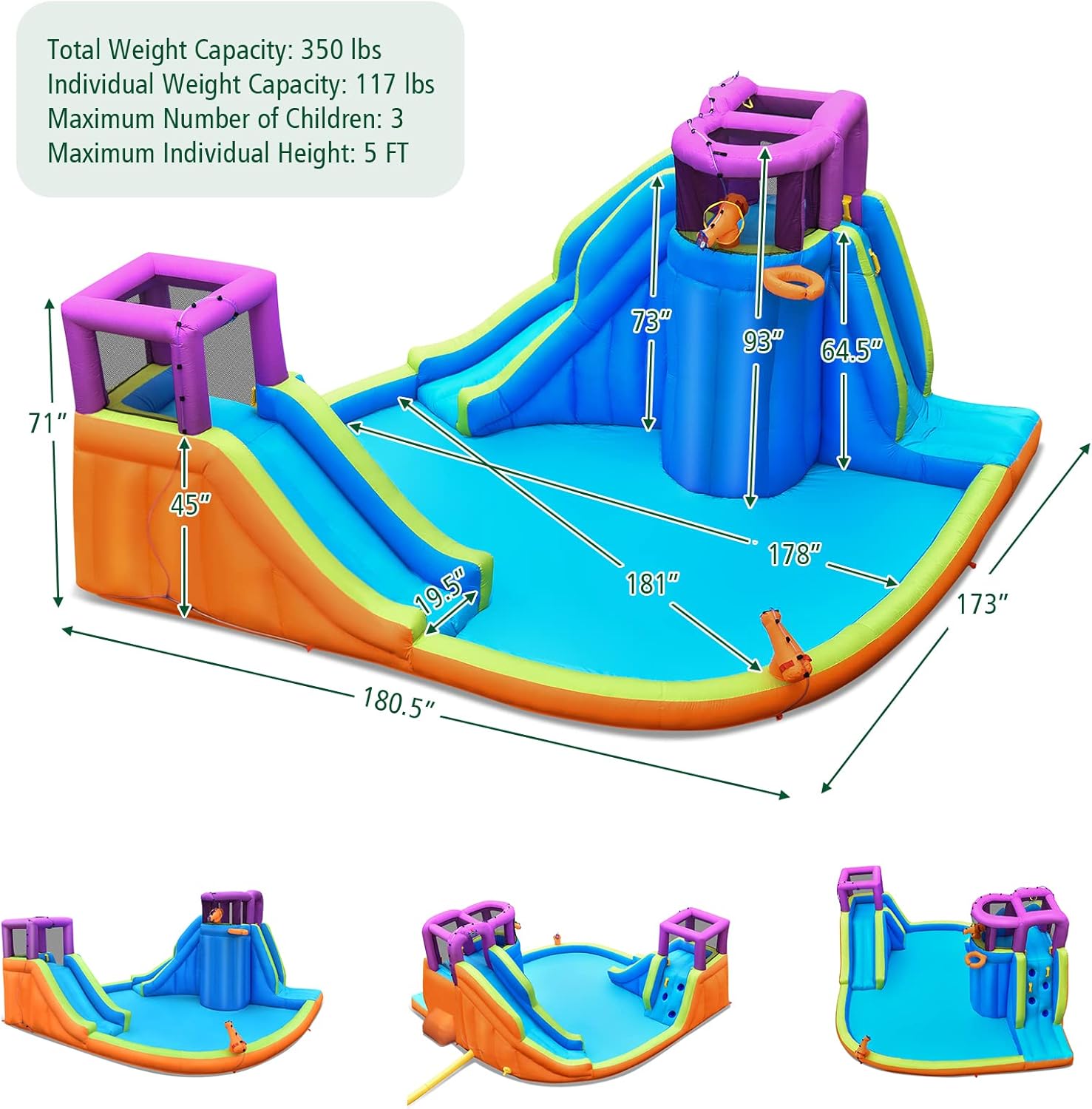 Inflatable Water Slide Park 75 - Kids Outdoor Climbing 评论和价格