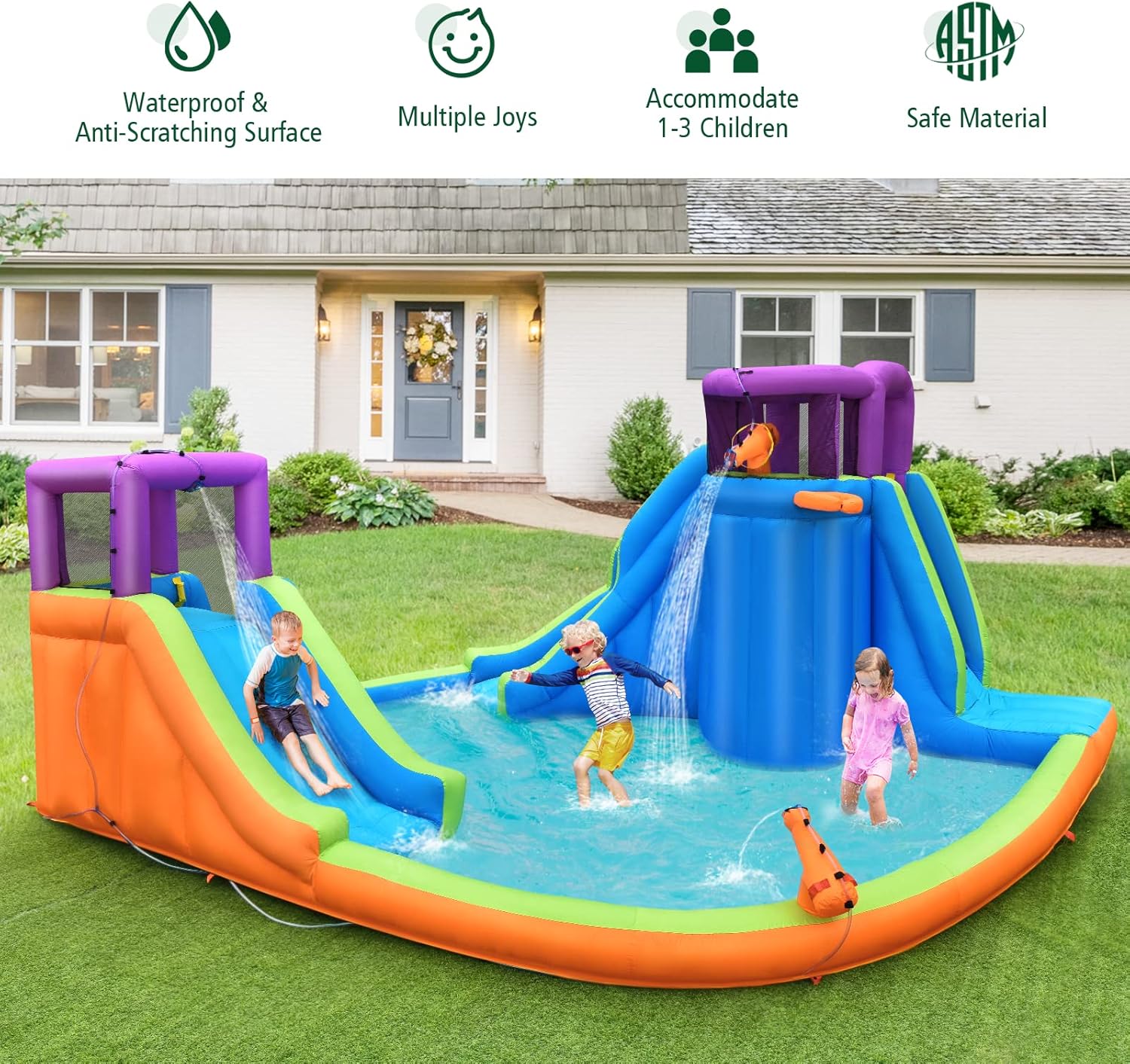 Inflatable Water Slide Park 75 - Kids Outdoor Climbing 评论和价格
