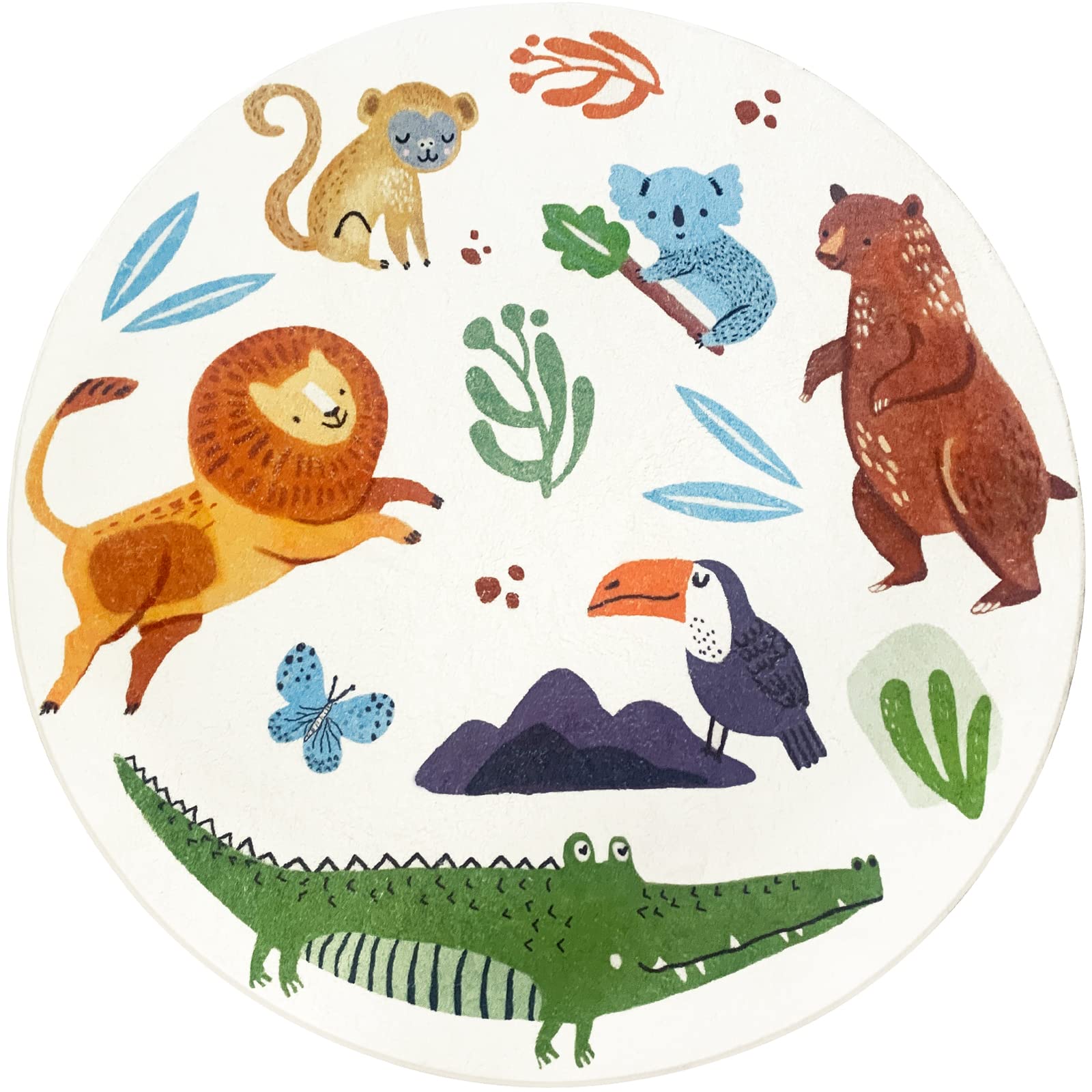Kids Rug Carpet Round Zoo Anim - Kids Outdoor Zoo 评论和价格