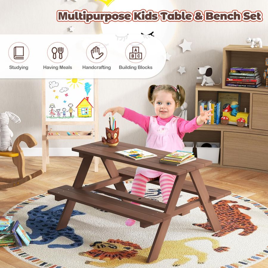 Kids Picnic Table, Toddler Out - Kids Outdoor Folding Table 评论和价格