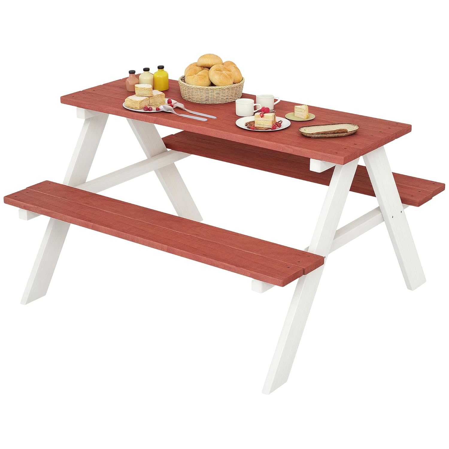 Kids Picnic Table Set, Wooden  - Kids Outdoor Furniture Set 评论和价格