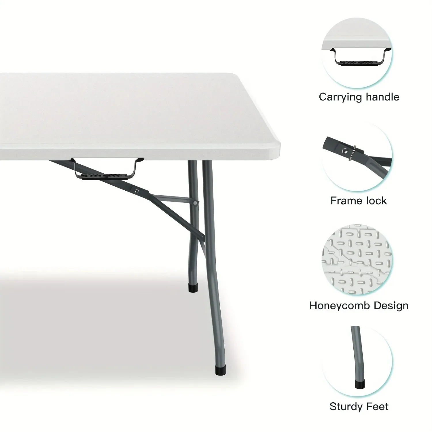 6FT Spacious Plastic Folding T - Kids Outdoor Folding Table 评论和价格