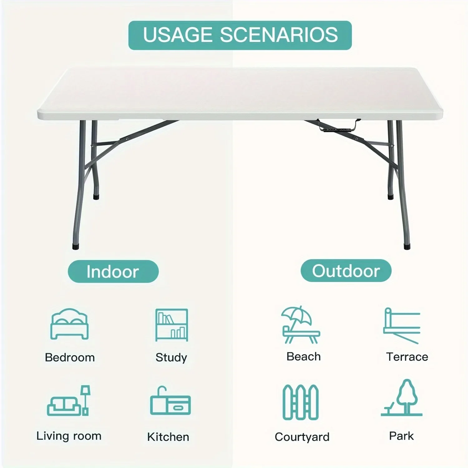 6FT Spacious Plastic Folding T - Kids Outdoor Folding Table 评论和价格