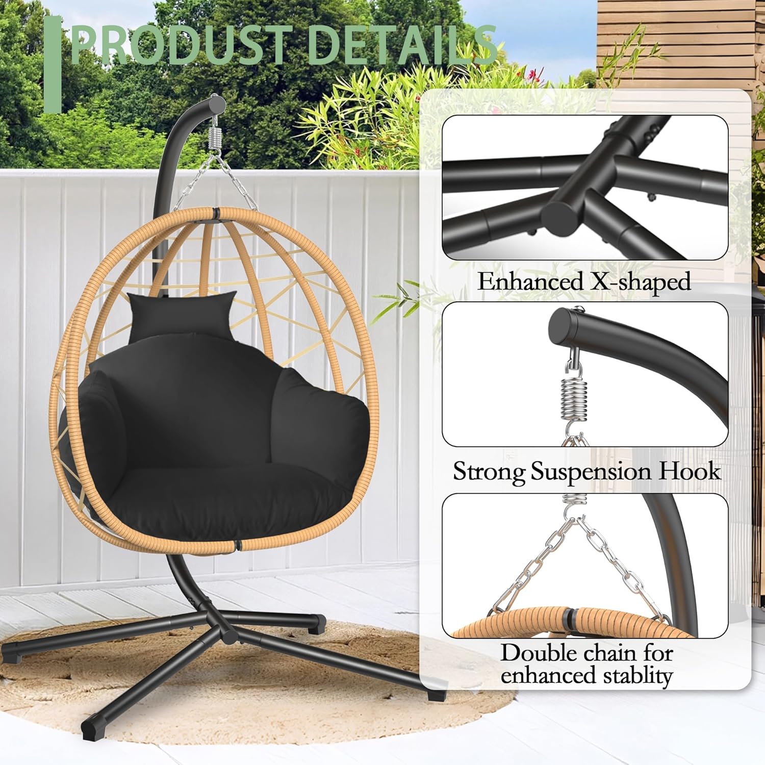 Hanging Egg Chair with Stand R - Kids Outdoor Egg Chair 评论和价格
