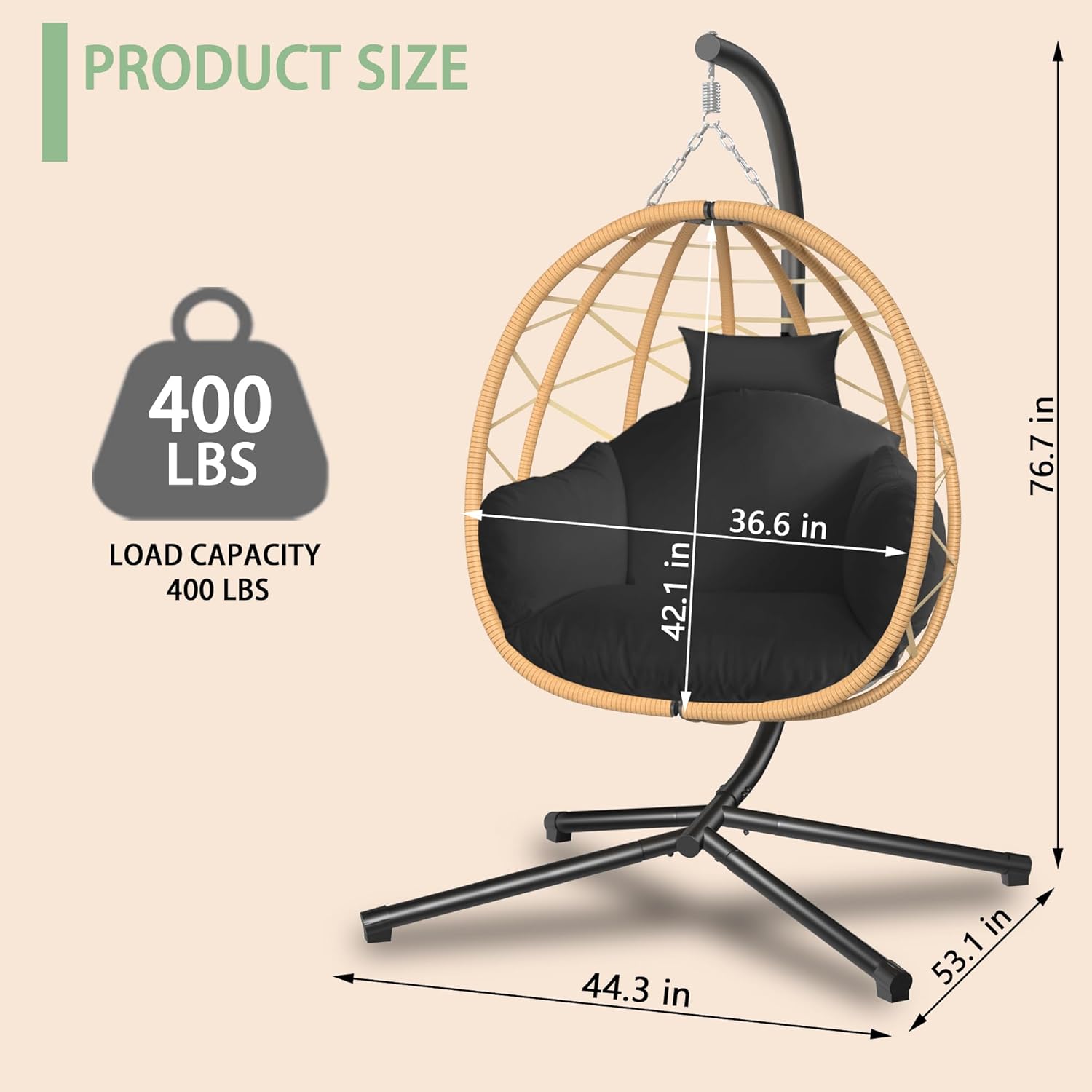 Hanging Egg Chair with Stand R - Kids Outdoor Egg Chair 评论和价格
