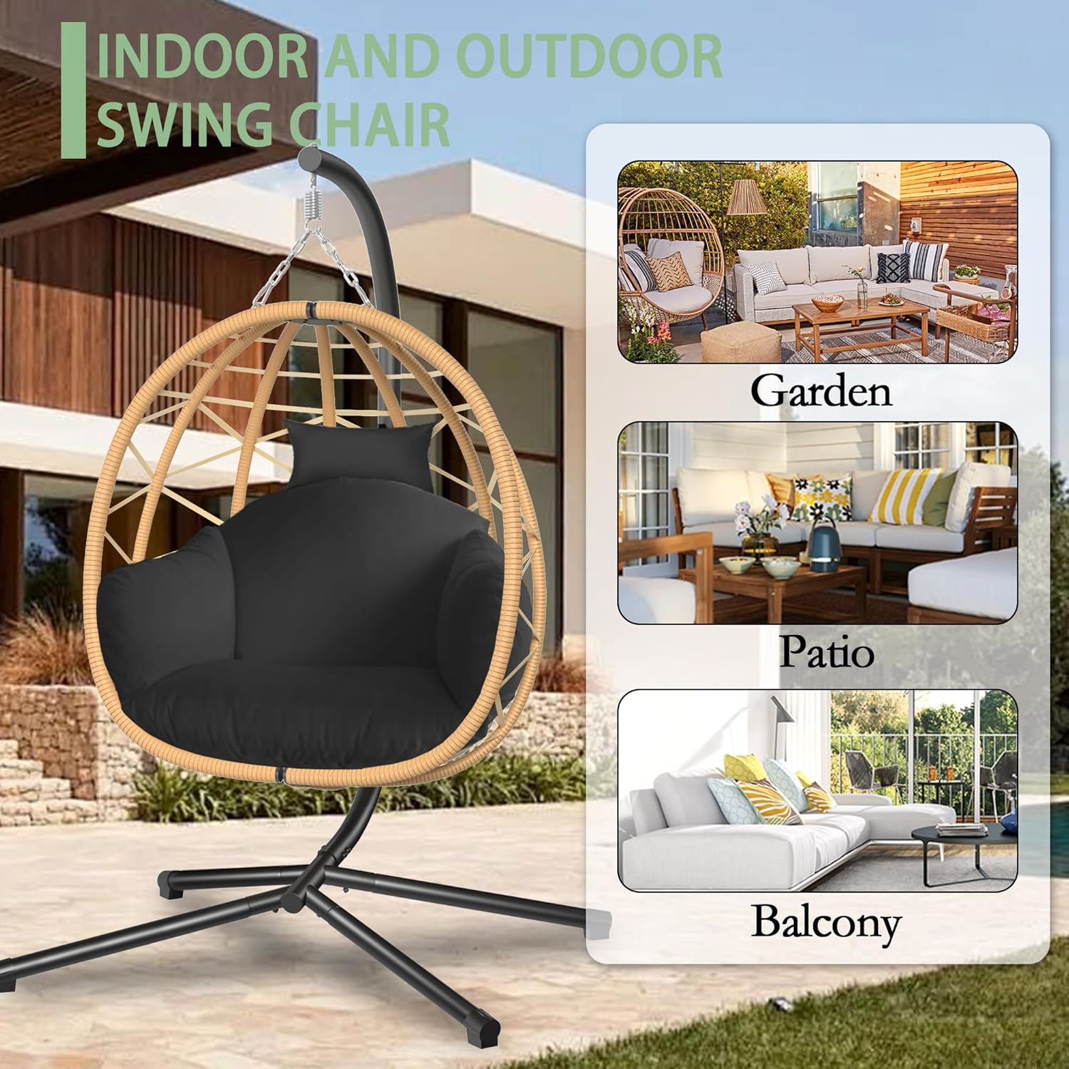 Hanging Egg Chair with Stand R - Kids Outdoor Egg Chair 评论和价格