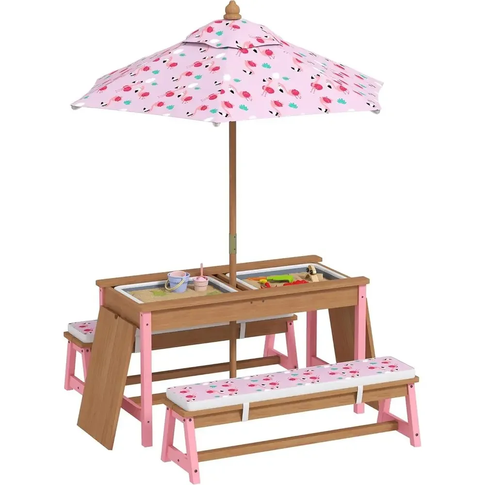 Wooden Picnic Table Set with U - Kids Outdoor Furniture Set 评论和价格