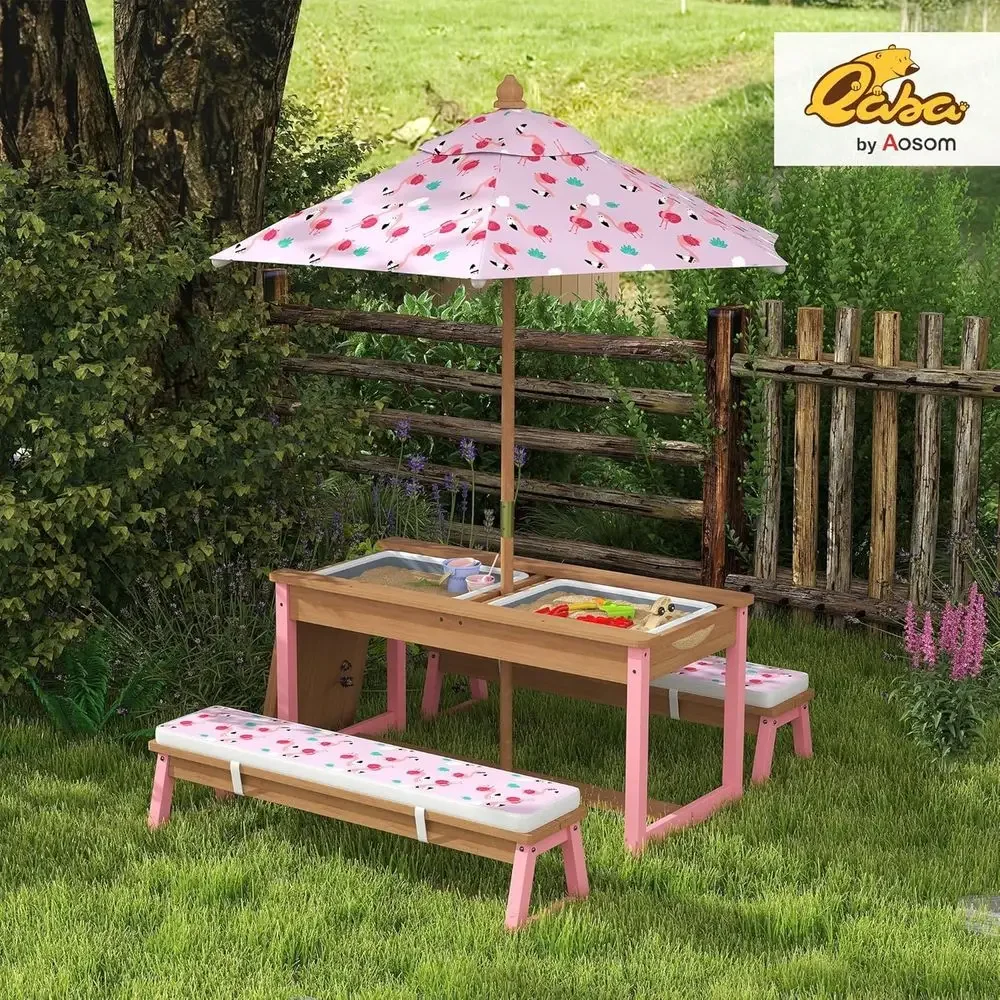 Wooden Picnic Table Set with U - Kids Outdoor Furniture Set 评论和价格
