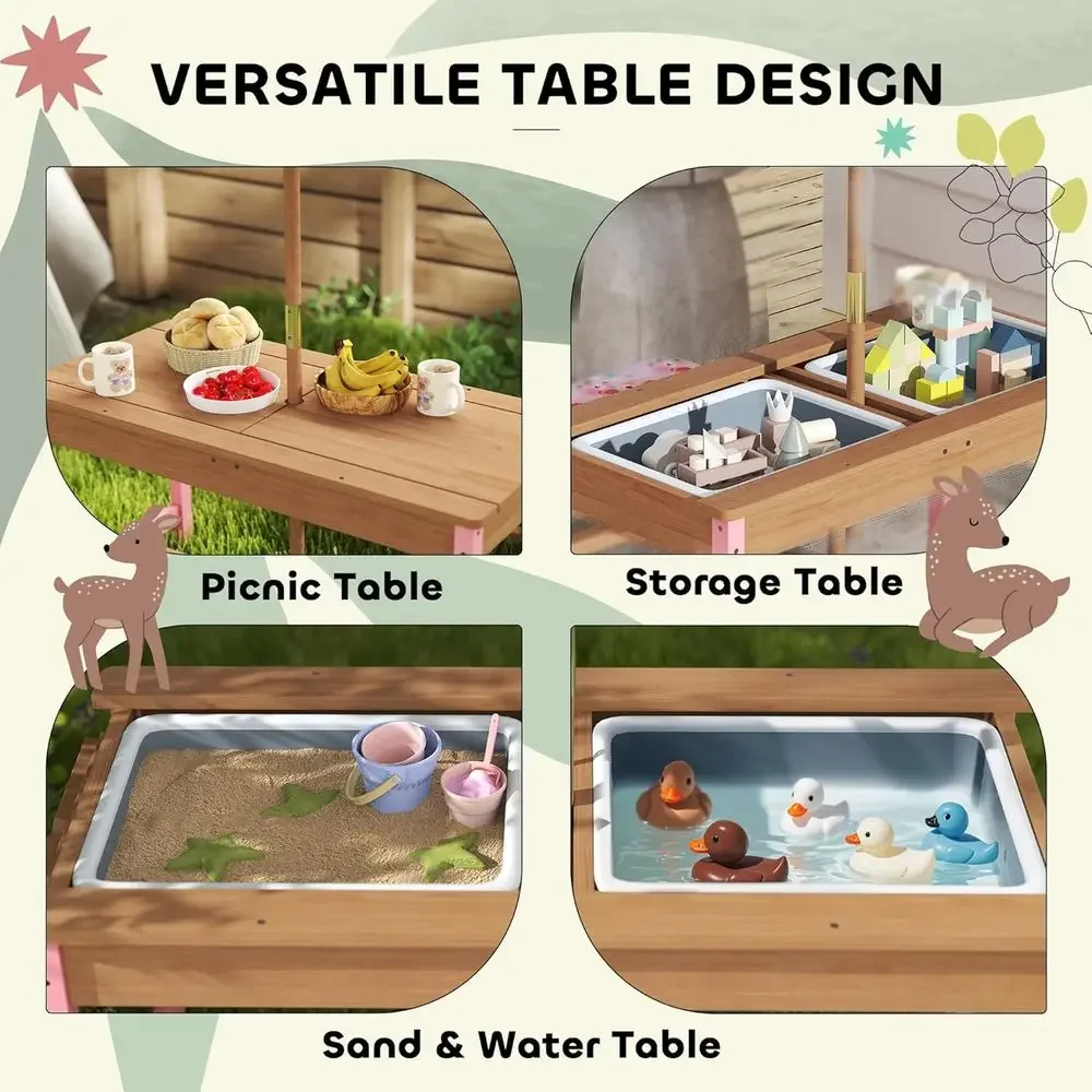 Wooden Picnic Table Set with U - Kids Outdoor Furniture Set 评论和价格