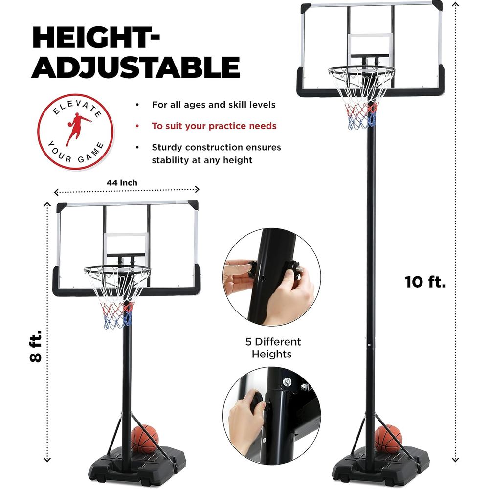 Adjustable 44 Shatterproof Bac - Kids Outdoor Basketball 评论和价格