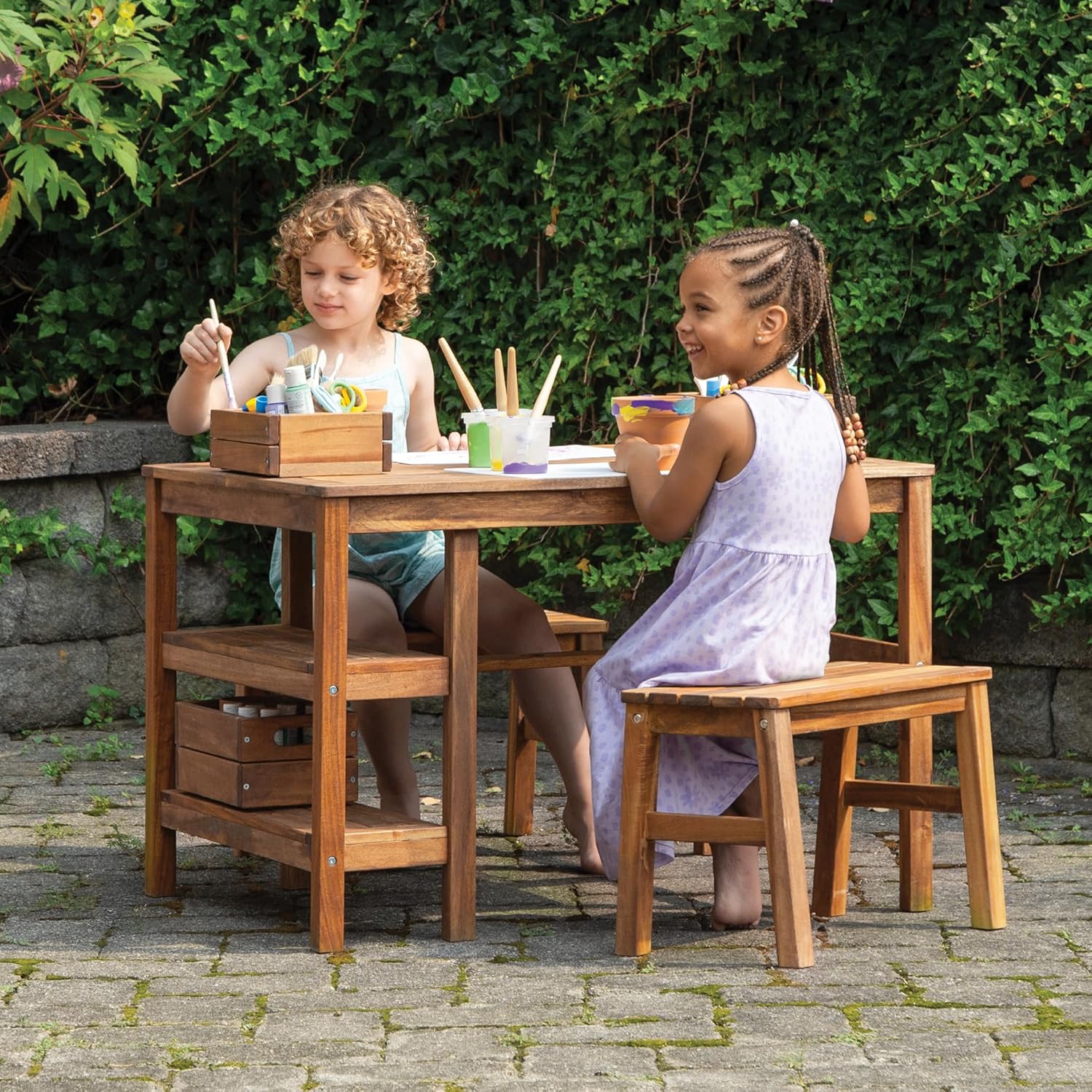 Kids Outdoor Table & Bench Set - Kids Outdoor Furniture Set 评论和价格