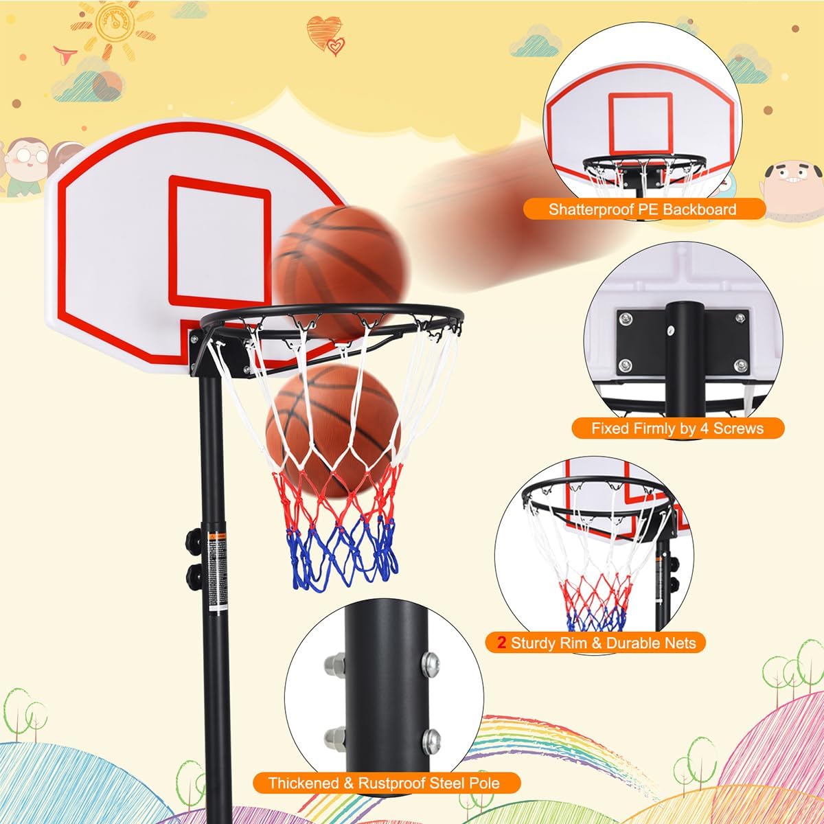Portable Basketball Hoop with  - Kids Outdoor Basketball 评论和价格
