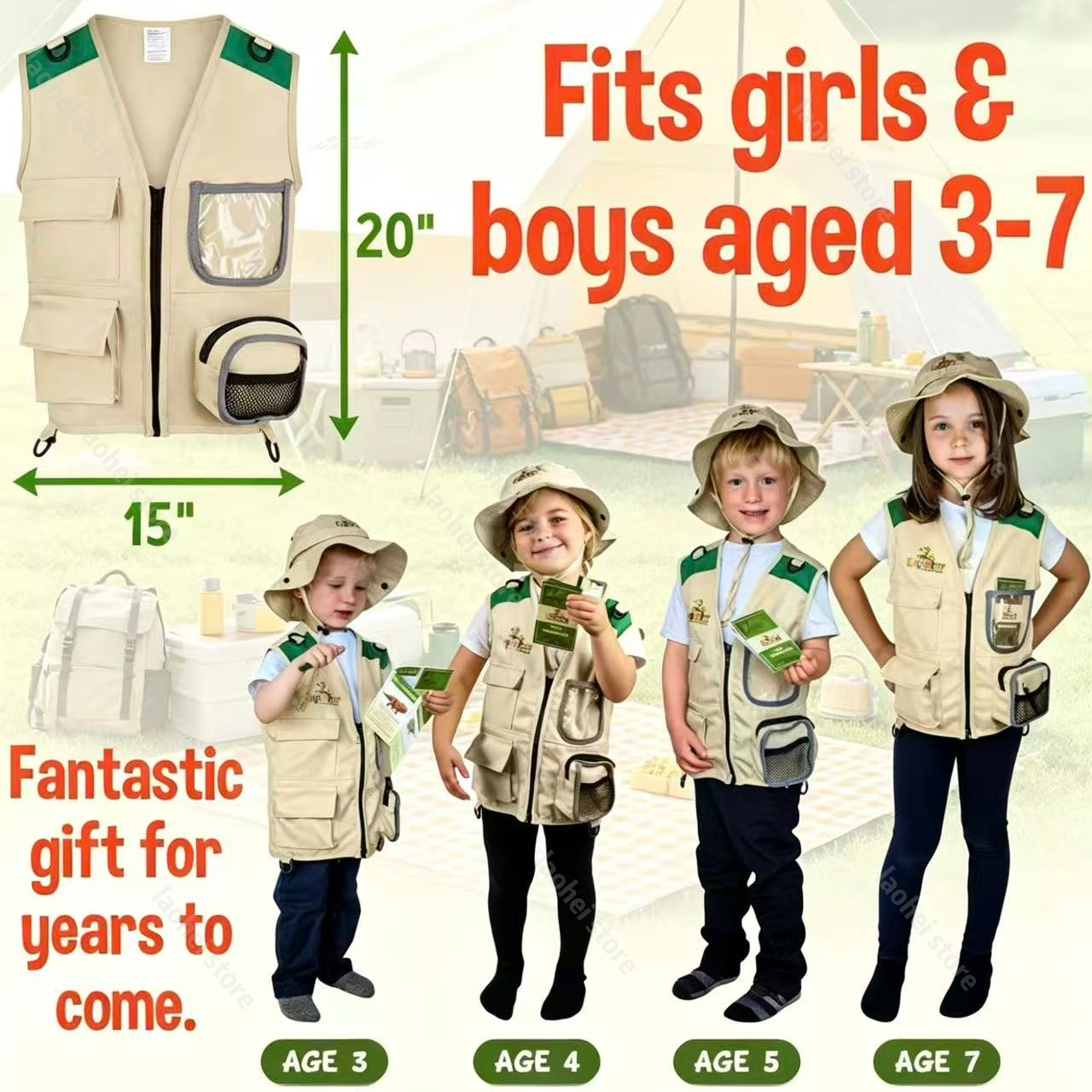Kids Explorer Vest and Hat Cos - Kids Outdoor Vest 评论和价格