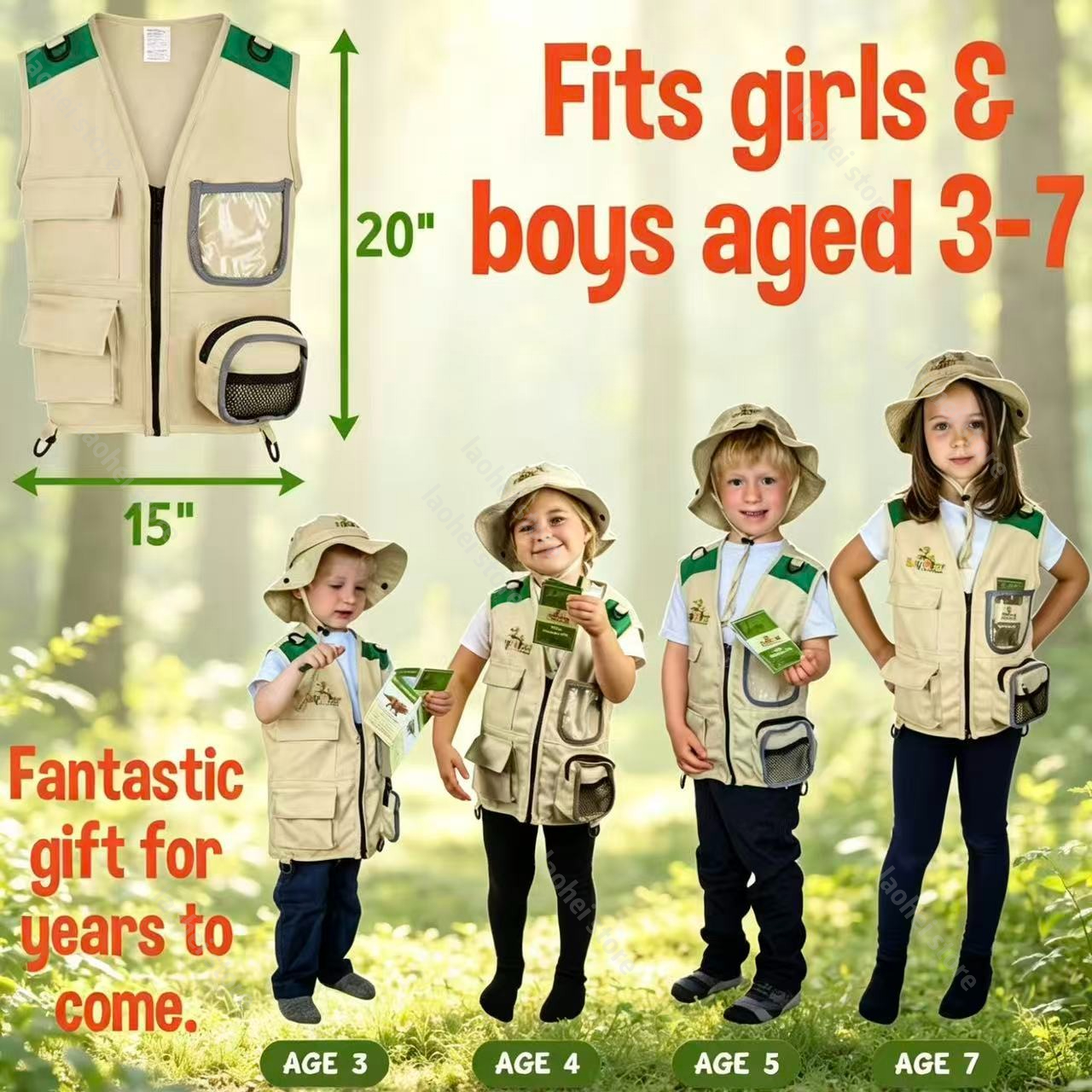 Kids Explorer Vest and Hat Cos - Kids Outdoor Vest 评论和价格