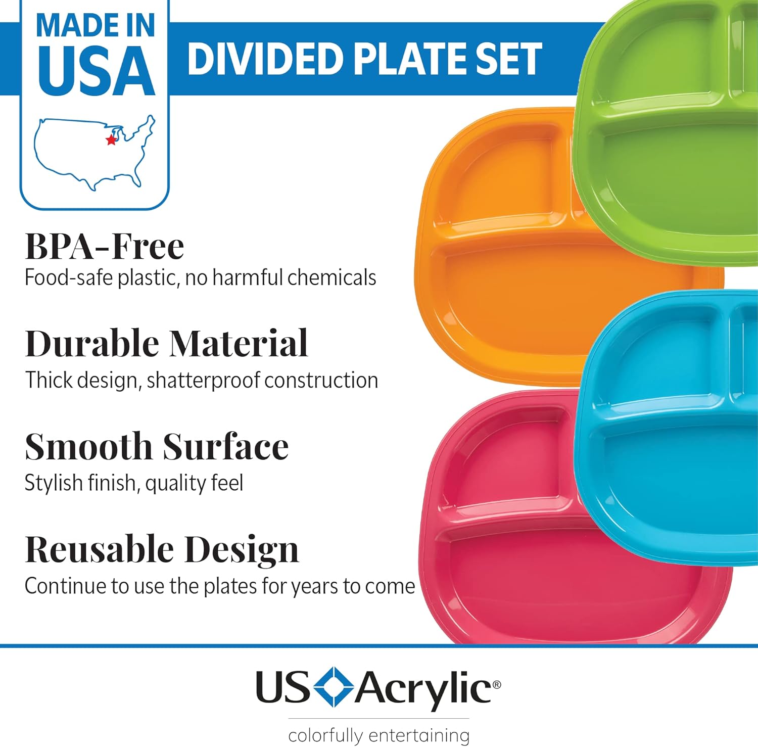 3-Compartment Divided Plastic  - Kids Outdoor Dining Set 评论和价格