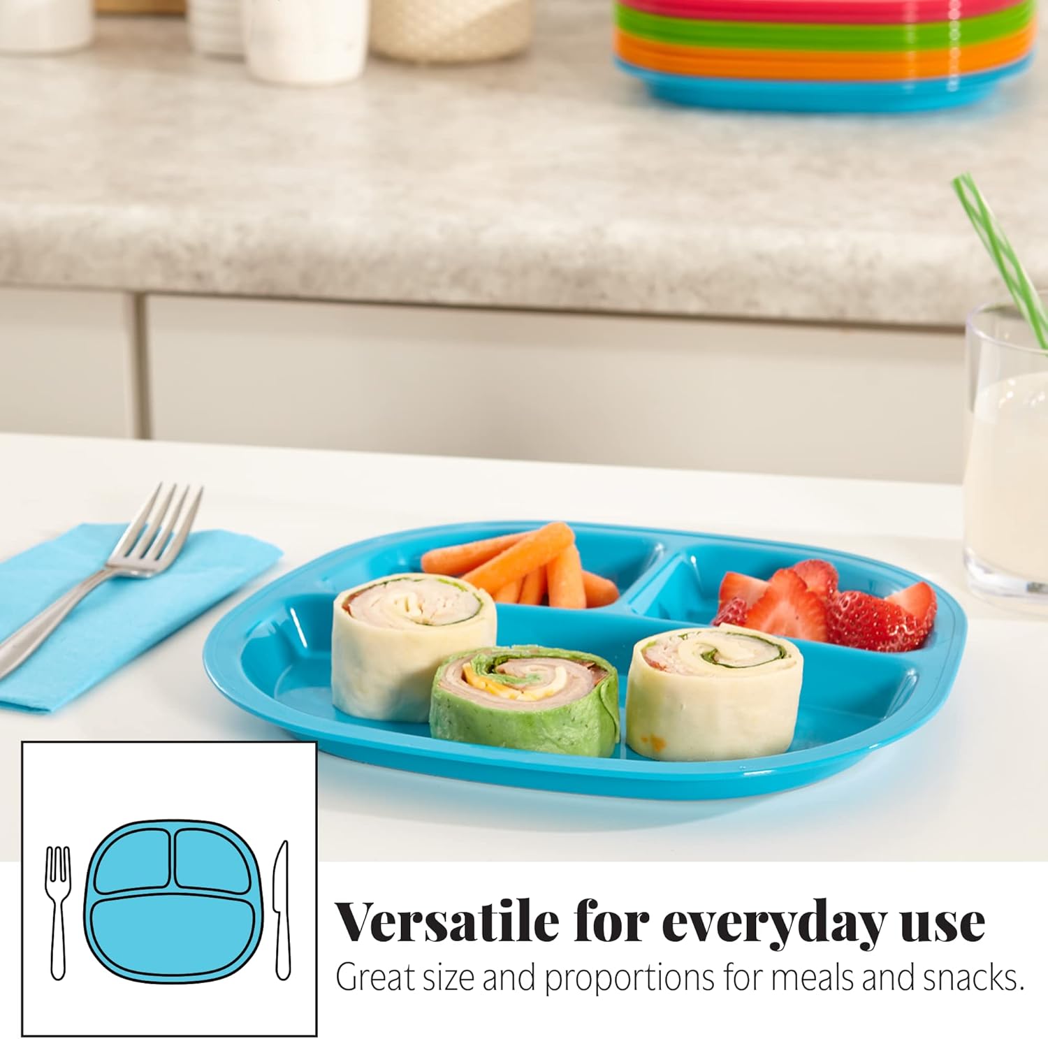 3-Compartment Divided Plastic  - Kids Outdoor Dining Set 评论和价格