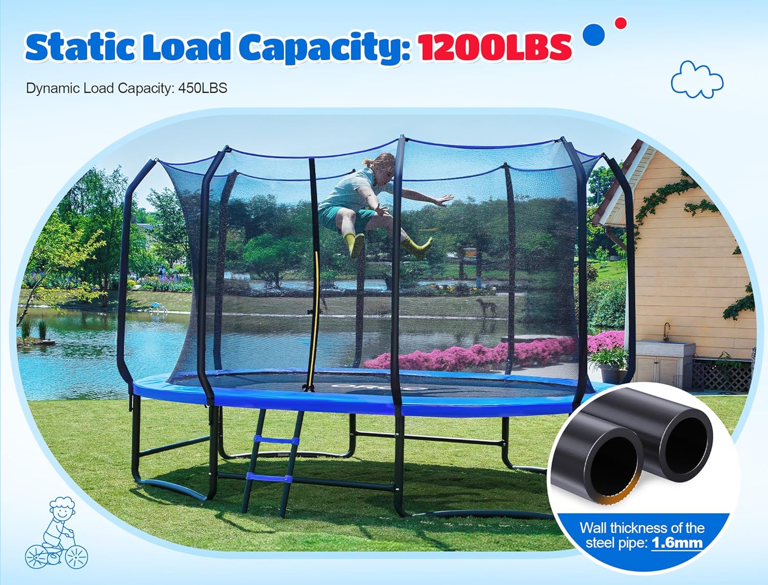 Oval Outdoor Trampoline with S - Kids Outdoor Net 评论和价格