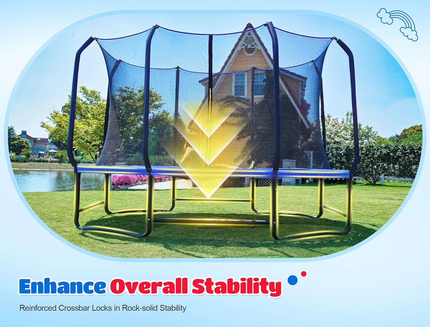 Oval Outdoor Trampoline with S - Kids Outdoor Net 评论和价格