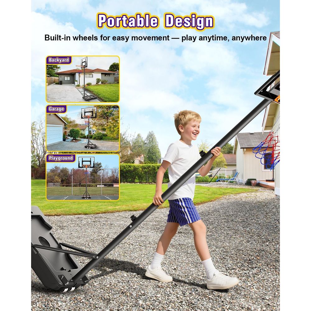 Portable Adjustable Height Bas - Kids Outdoor Basketball 评论和价格