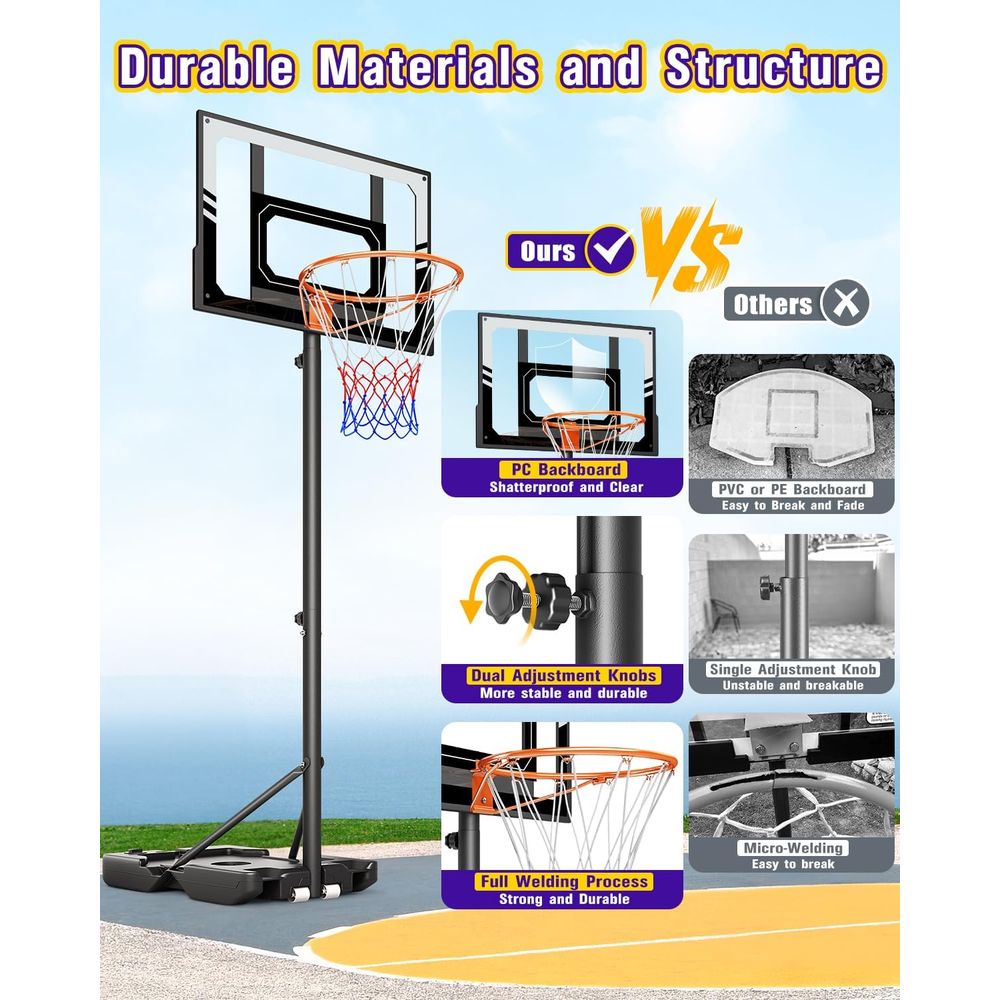 Portable Adjustable Height Bas - Kids Outdoor Basketball 评论和价格