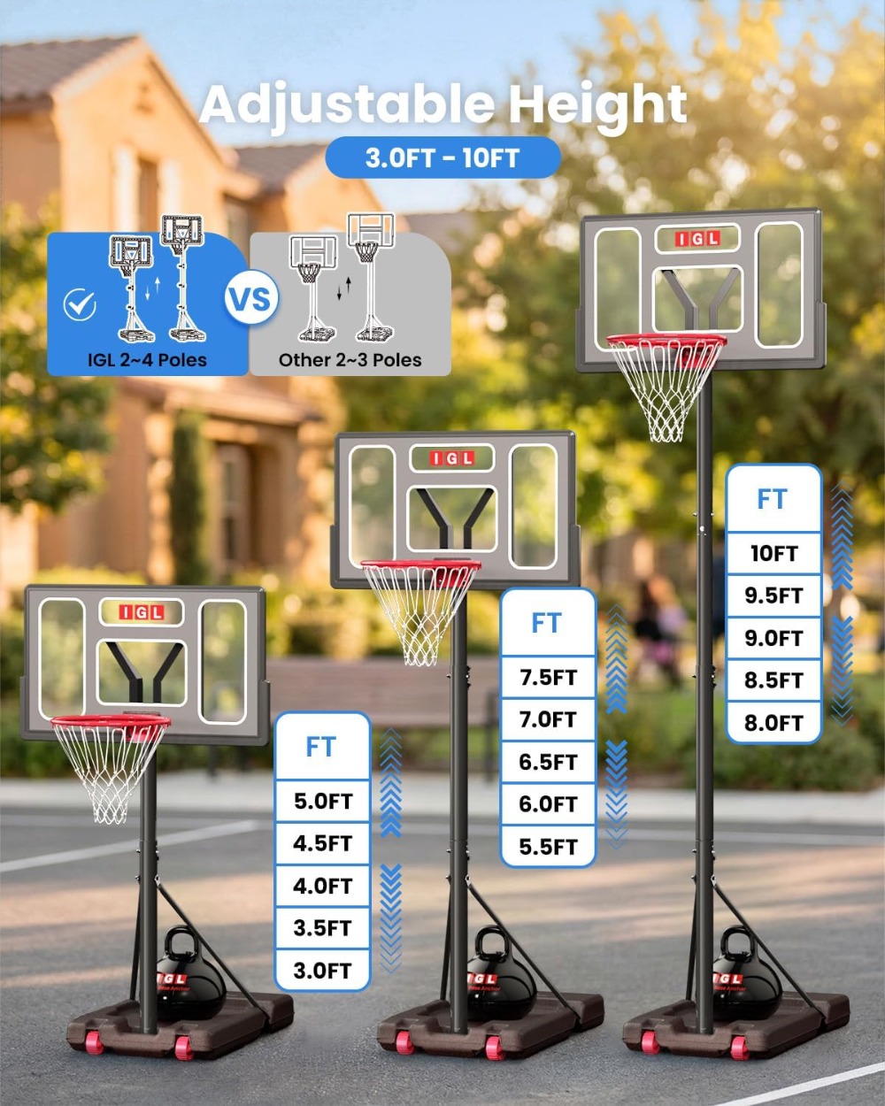 Portable Basketball Hoop 5.6-1 - Kids Outdoor Basketball 评论和价格
