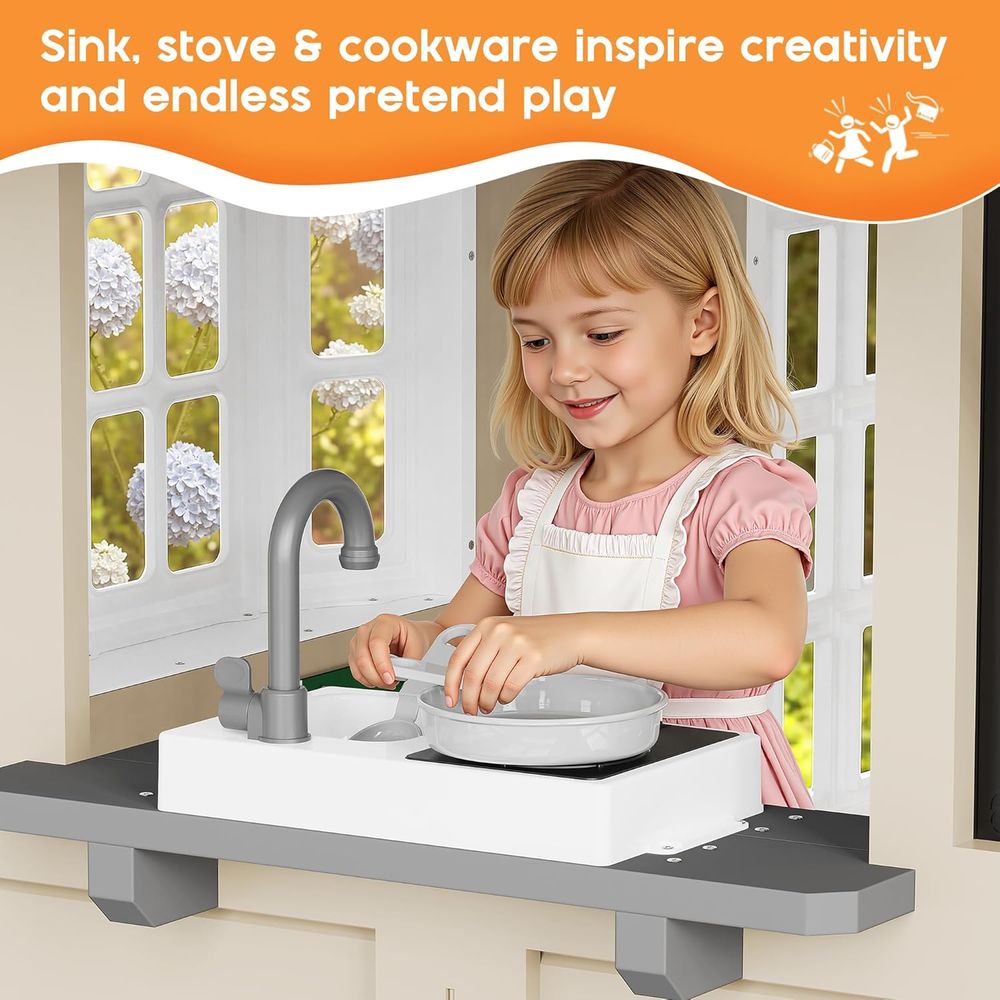 Albott Kids Outdoor Wooden Pla - Kids Outdoor Kitchen Set 评论和价格