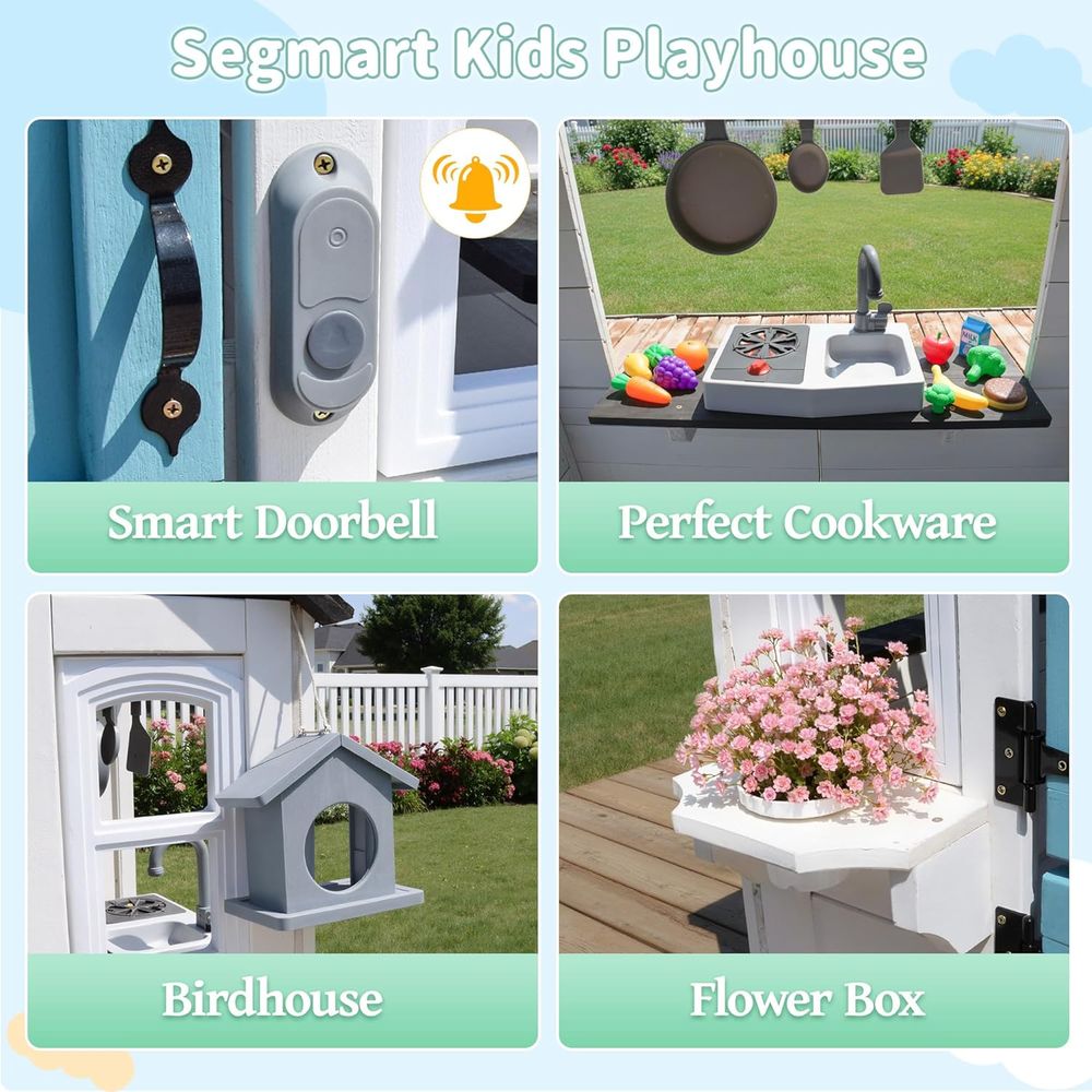 White Cedar Kids Playhouse: In - Kids Outdoor Kitchen Set 评论和价格