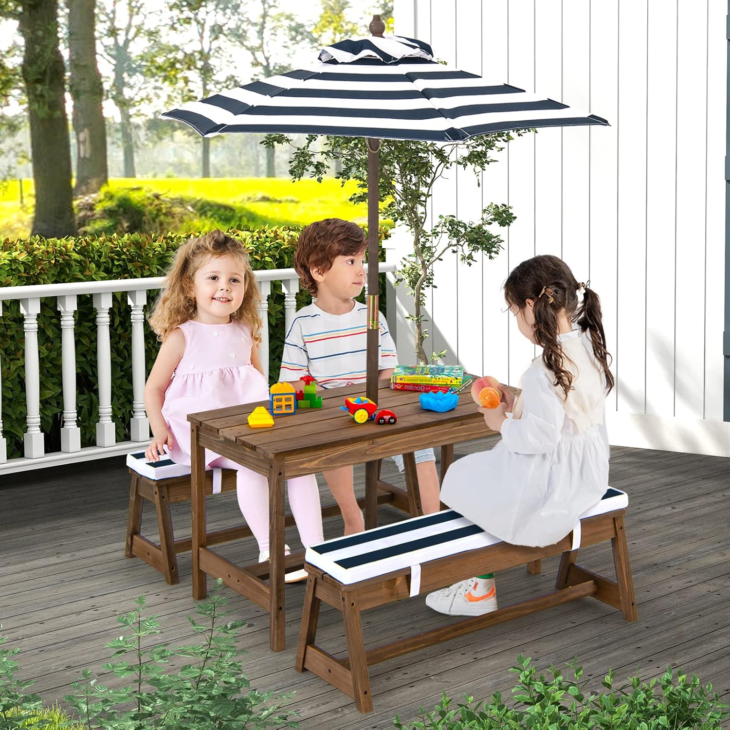Height Adjustable Wooden Kids  - Kids Outdoor Furniture Set 评论和价格