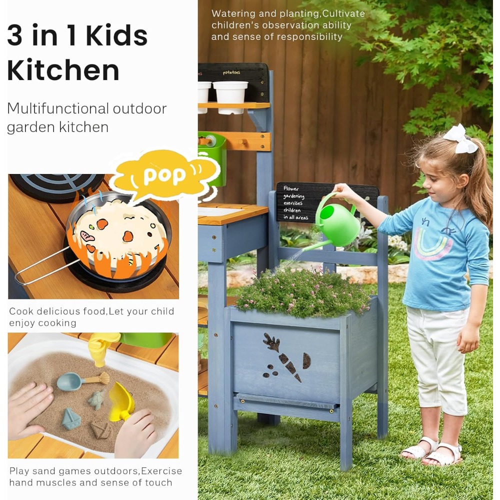 US Shipping Mud Kitchen for Ki - Kids Outdoor Kitchen Set 评论和价格