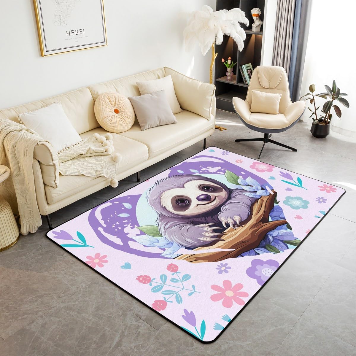 Cute Sloth Area Carpet Kids Ca - Kids Outdoor Zoo 评论和价格