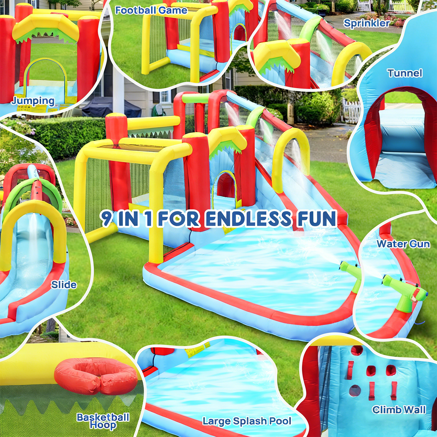 7in1 Inflatable Water Slide Pa - Kids Outdoor Climbing 评论和价格