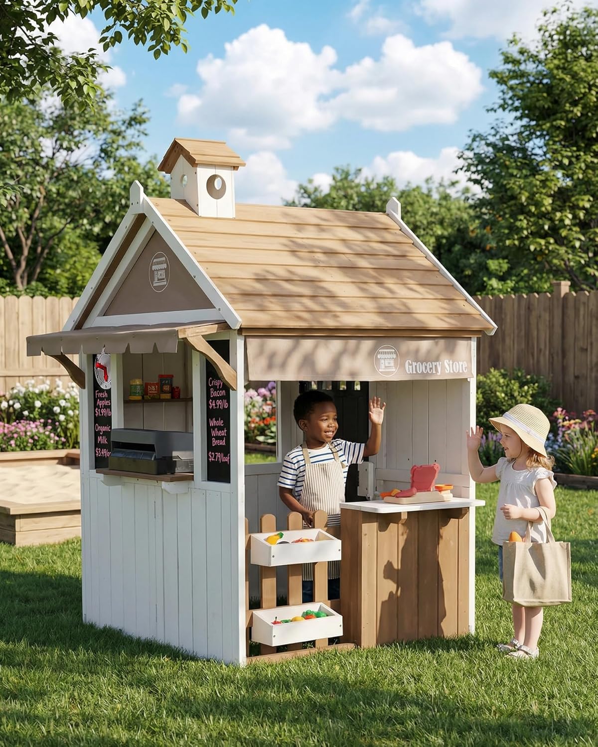 2-in-1 Cedar Wooden Kids Outdo - Kids Outdoor Grill 评论和价格