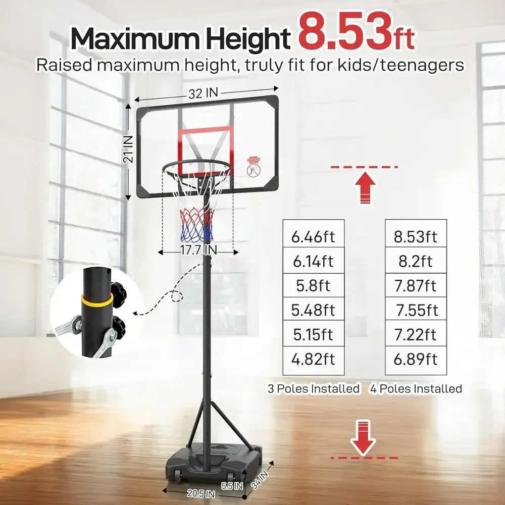 Adjustable Height Portable Bas - Kids Outdoor Basketball 评论和价格