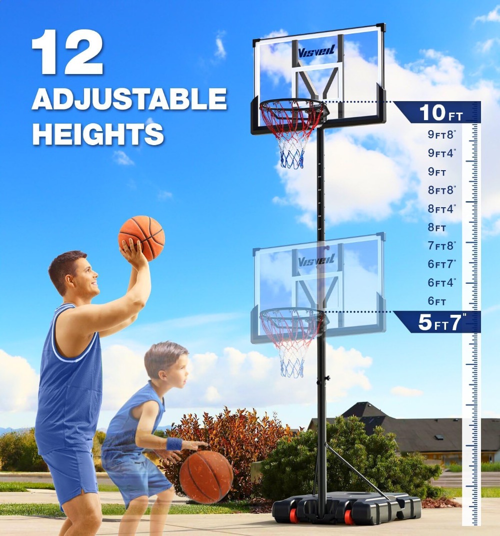 Portable Basketball Hoop, Adju - Kids Outdoor Basketball 评论和价格