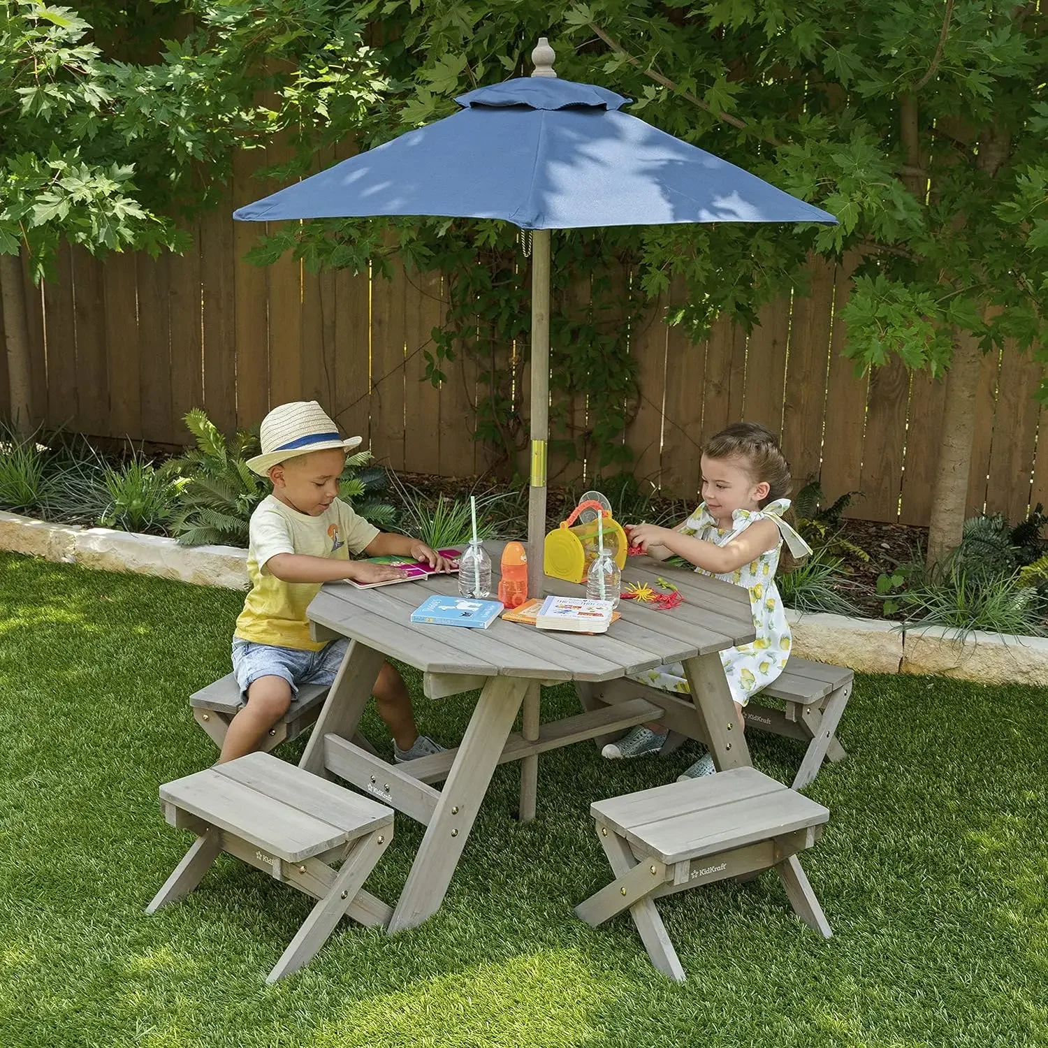 A Octagon Table Stools Umbrell - Kids Outdoor Folding Table 评论和价格