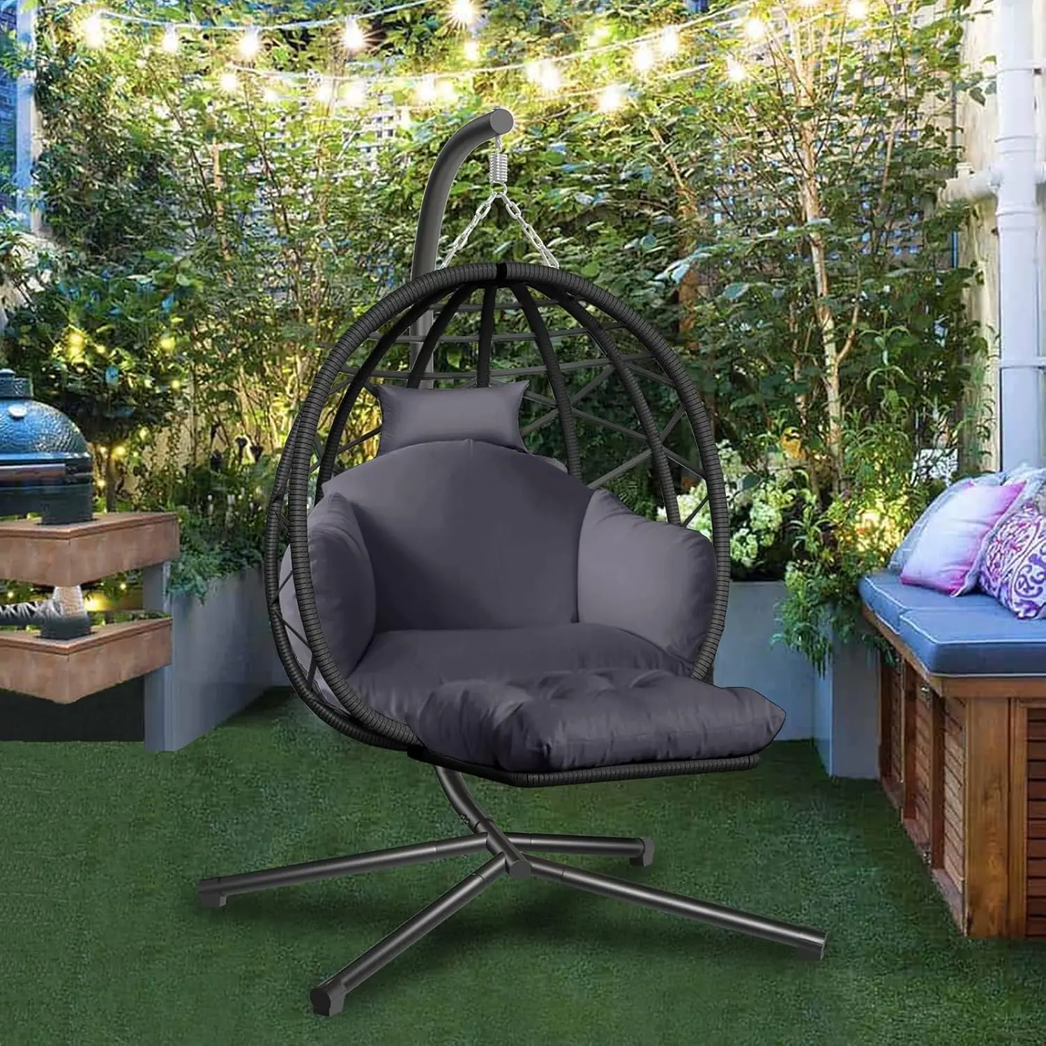 Hanging Egg Chair with Stand a - Kids Outdoor Egg Chair 评论和价格