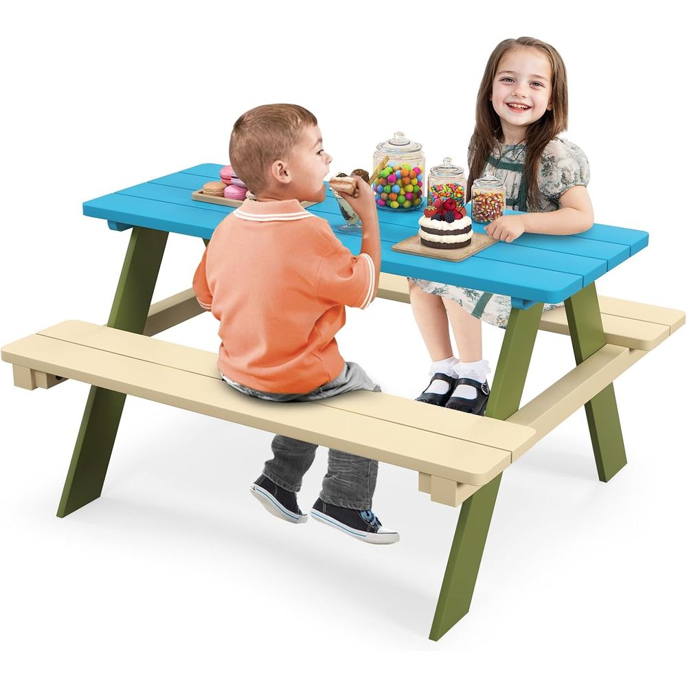 Acacia Wood Picnic Table and B - Kids Outdoor Furniture Set 评论和价格