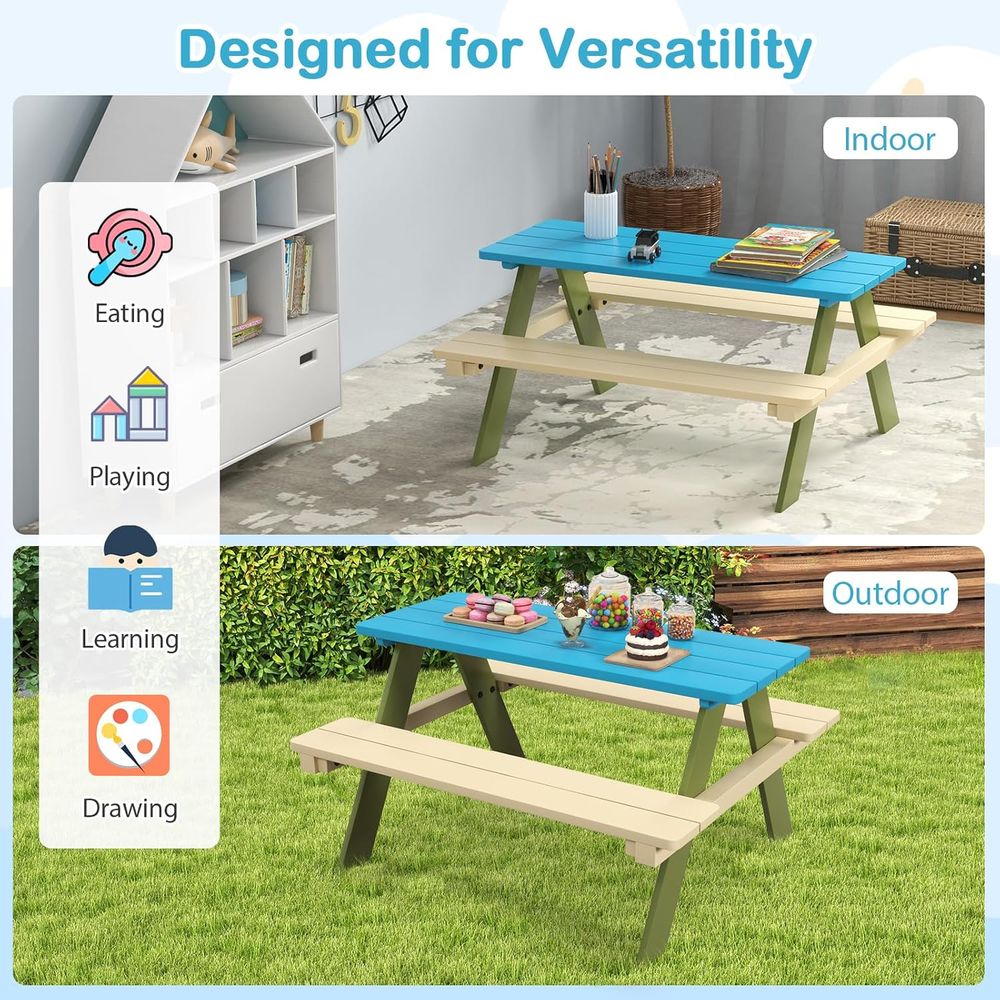 Acacia Wood Picnic Table and B - Kids Outdoor Furniture Set 评论和价格
