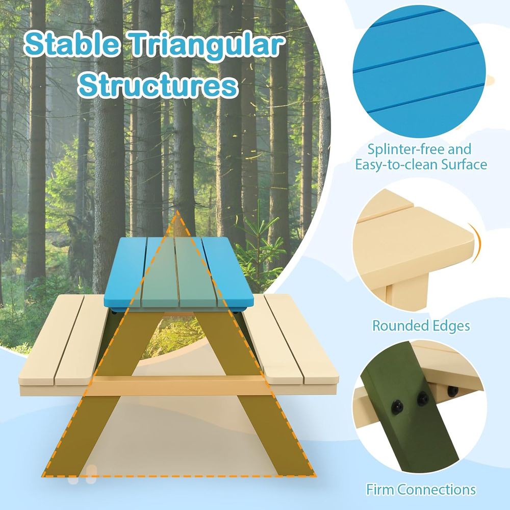 Acacia Wood Picnic Table and B - Kids Outdoor Furniture Set 评论和价格